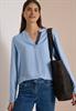 Langarm Tunika mit Split Neck und Tape blouse blue melange
