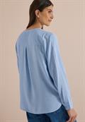 Langarm Tunika mit Split Neck und Tape blouse blue melange