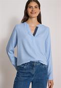 Langarm Tunika mit Split Neck und Tape blouse blue melange