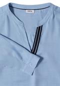Langarm Tunika mit Split Neck und Tape blouse blue melange