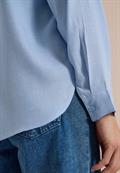 Langarm Tunika mit Split Neck und Tape blouse blue melange
