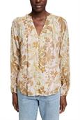 Langarmbluse mit floralem Print beige
