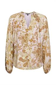 Langarmbluse mit floralem Print beige