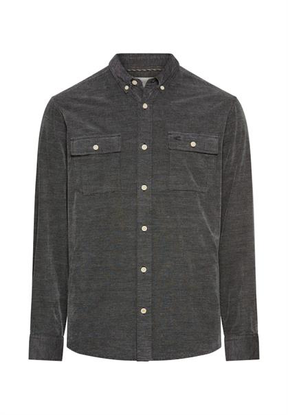 Langarmhemd mit aufgesetzten Taschen asphalt