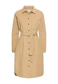 Langarmkleid mit Taillengürtel caramel