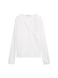 Langarmshirt im Material-Mix whisper white