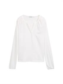 Langarmshirt im Material-Mix whisper white