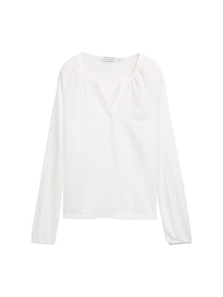 Langarmshirt im Material-Mix whisper white