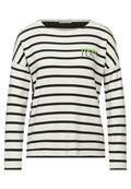 Langarmshirt im Streifenmix off white