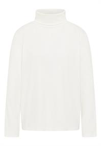 Langarmshirt in Rippstruktur vanilla white