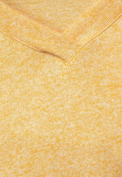 Langarmshirt in Unifarbe curry yellow melange