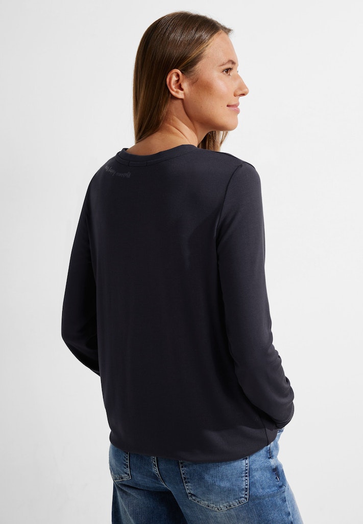 Cecil Damen Longsleeve Langarmshirt mit Frontprint vanilla white bequem  online kaufen bei