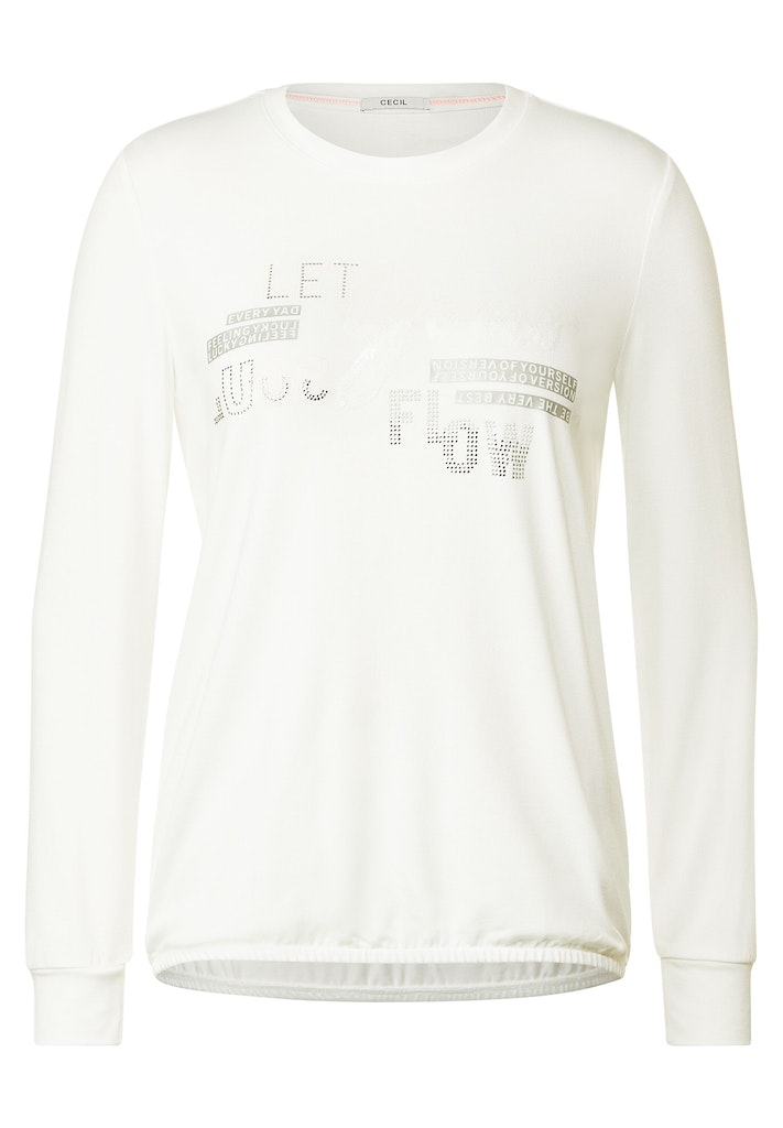 Cecil Damen Longsleeve Langarmshirt kaufen white bei bequem online vanilla mit Frontprint