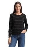 Langarmshirt mit Glitzer-Streifenmuster black stripe with lurex