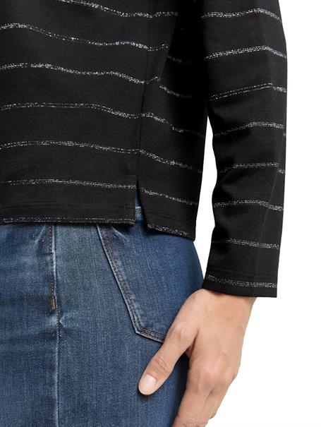 Langarmshirt mit Glitzer-Streifenmuster black stripe with lurex