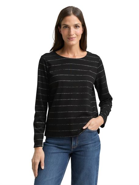 Langarmshirt mit Glitzer-Streifenmuster black stripe with lurex