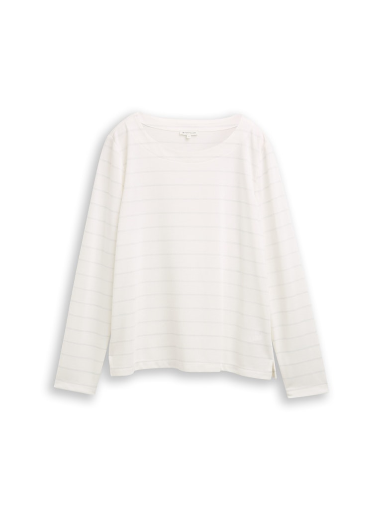 Tom Tailor - Damen Langarmshirt - white stripe with lurex - Größe: M - bei Tara-M