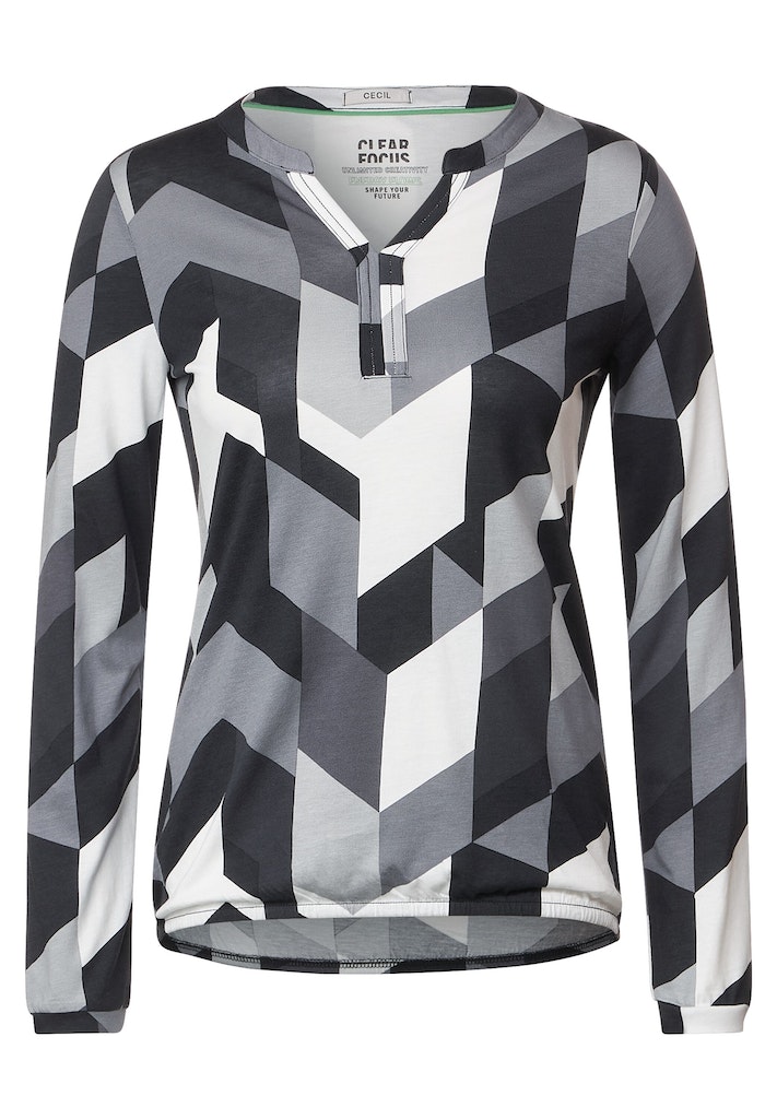 Langarmshirt easy Grafikprint Damen online bequem Cecil bei mit green Longsleeve kaufen