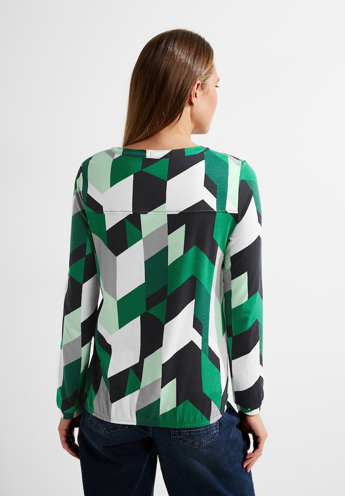 Cecil Damen Longsleeve Langarmshirt mit Grafikprint easy green bequem  online kaufen bei
