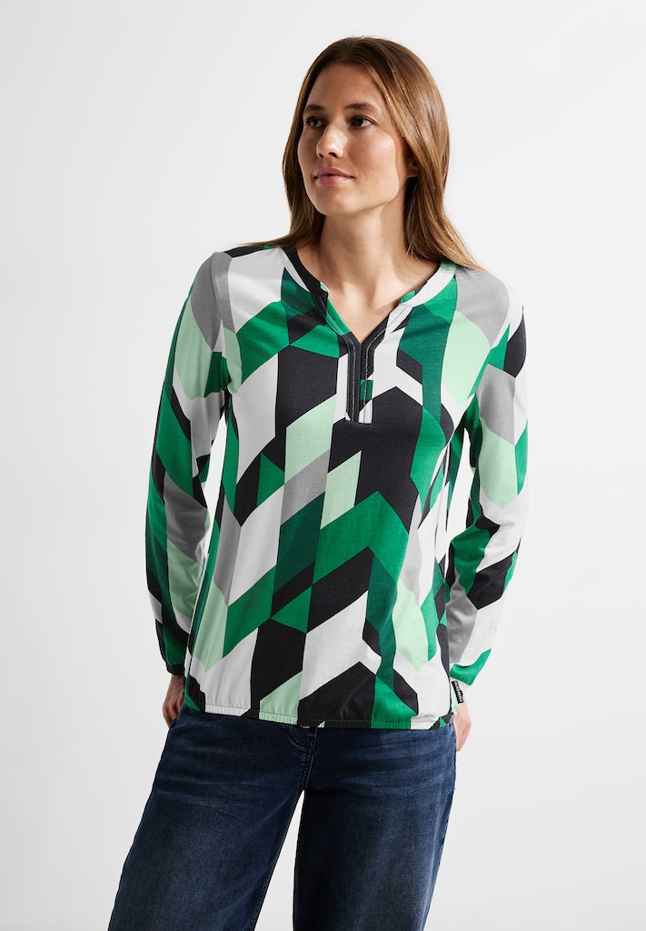 Cecil Damen Longsleeve Langarmshirt mit Grafikprint easy green bequem  online kaufen bei