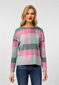 Langarmshirt mit Karomuster dark clary mint