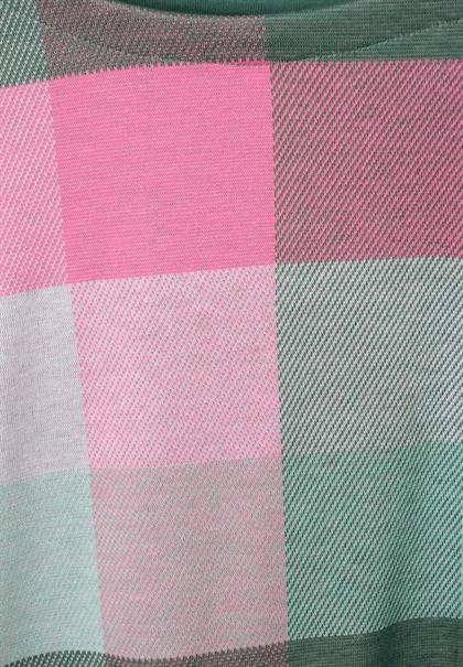 Langarmshirt mit Karomuster dark clary mint