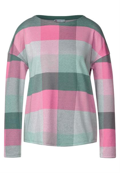 Langarmshirt mit Karomuster dark clary mint