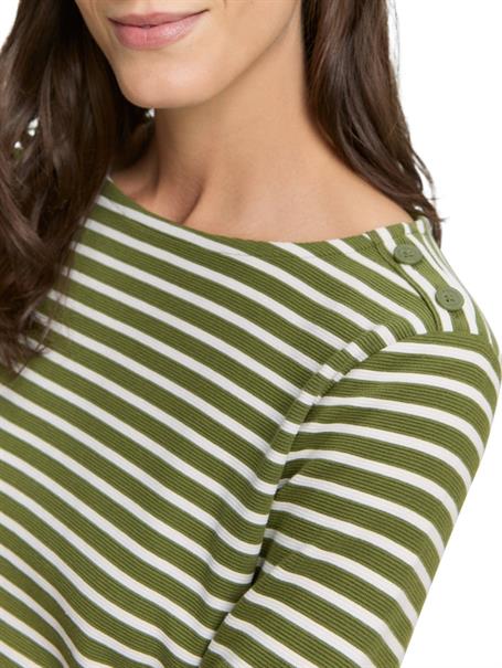 Langarmshirt mit Knopf-Details green offwhite tee stripe