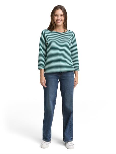 Langarmshirt mit Knopf-Details mint green regular stripe