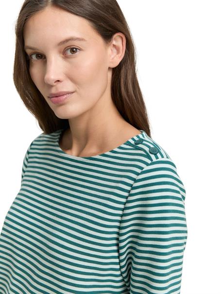Langarmshirt mit Knopf-Details mint green regular stripe