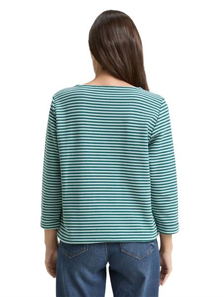 Langarmshirt mit Knopf-Details mint green regular stripe