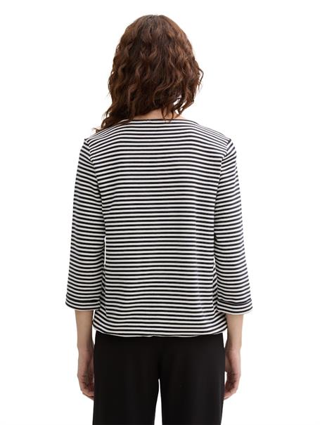 Langarmshirt mit Knopf-Details offwhite navy regular stripe