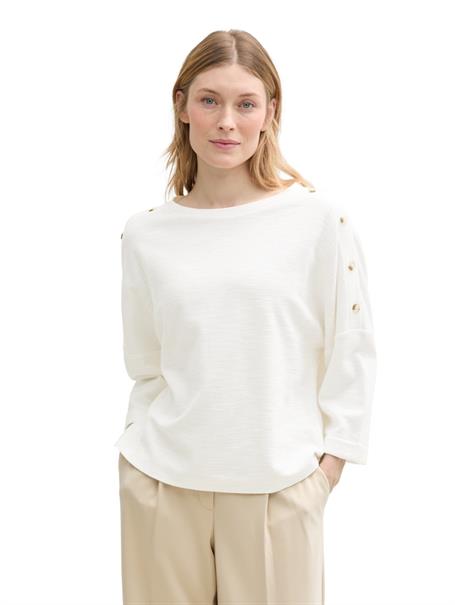 Langarmshirt mit Knöpfen whisper white