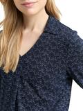 Langarmshirt mit Polokragen small blue wave print
