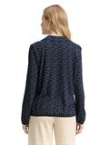 Langarmshirt mit Polokragen small blue wave print