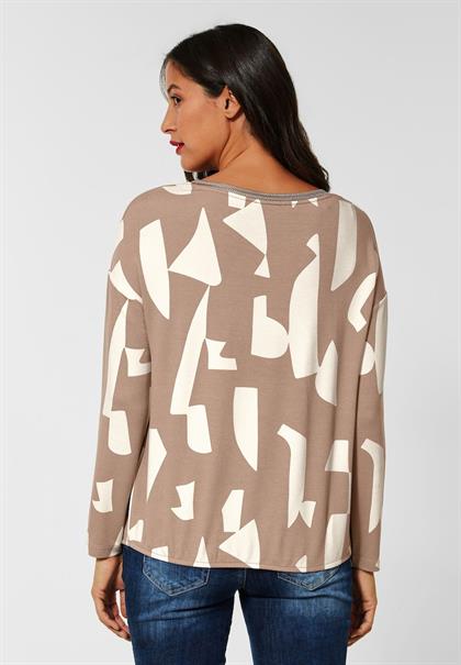 Langarmshirt mit Print buff sand