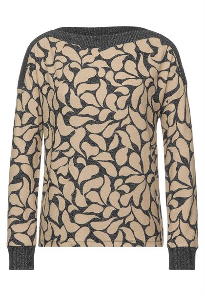 Langarmshirt mit Print clear sand melange