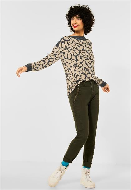 Langarmshirt mit Print clear sand melange