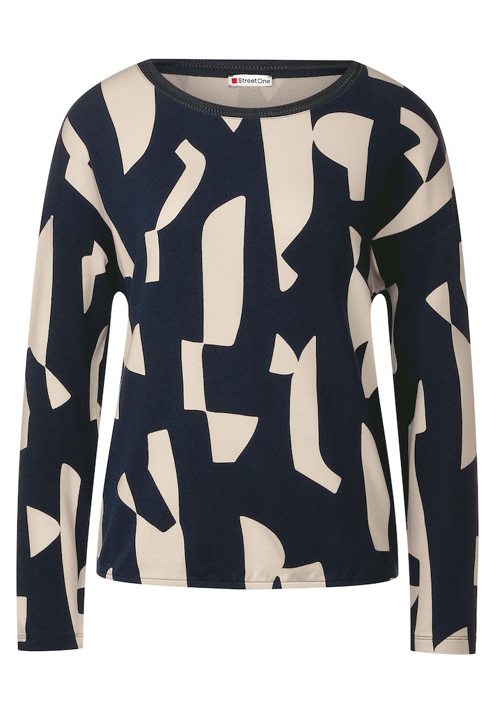 Street One Damen Longsleeve Langarmshirt mit Print buff sand bequem online  kaufen bei