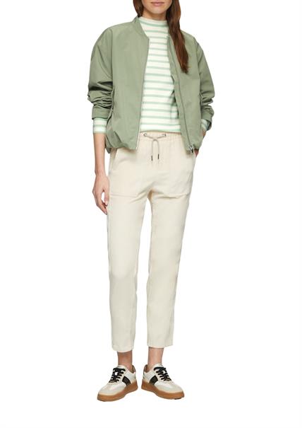 Langarmshirt mit Rippstruktur creme