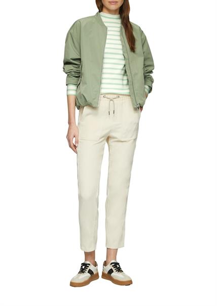 Langarmshirt mit Rippstruktur creme