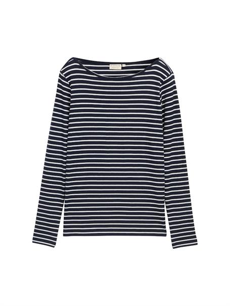 Langarmshirt mit Streifenmuster navy offwhite tee stripe