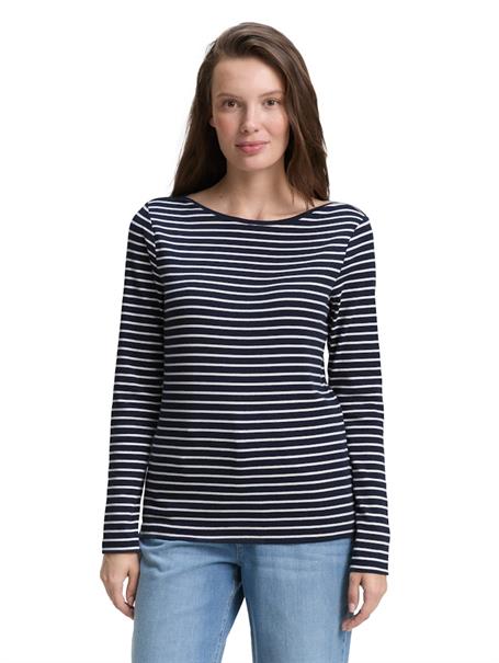 Langarmshirt mit Streifenmuster navy offwhite tee stripe