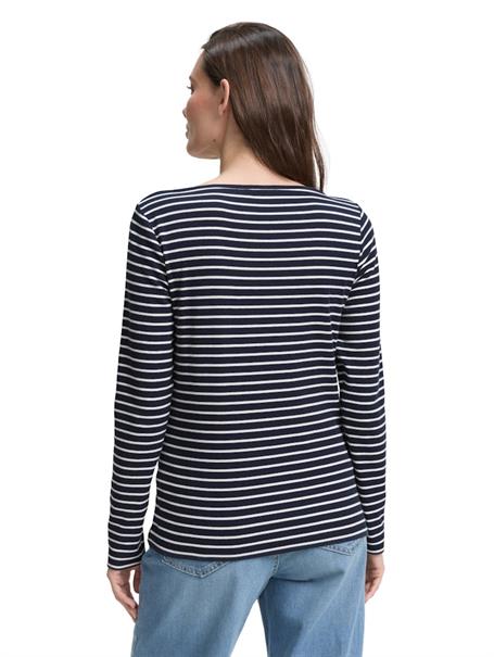 Langarmshirt mit Streifenmuster navy offwhite tee stripe