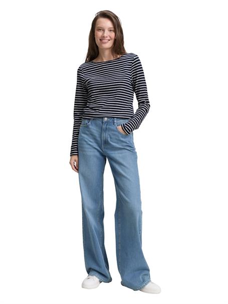 Langarmshirt mit Streifenmuster navy offwhite tee stripe