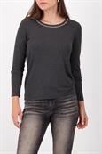 Langarmshirt mit Strickkragen anthra melange