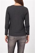 Langarmshirt mit Strickkragen anthra melange