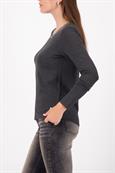 Langarmshirt mit Strickkragen anthra melange