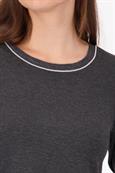Langarmshirt mit Strickkragen anthra melange
