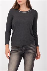 Langarmshirt mit Strickkragen anthra melange